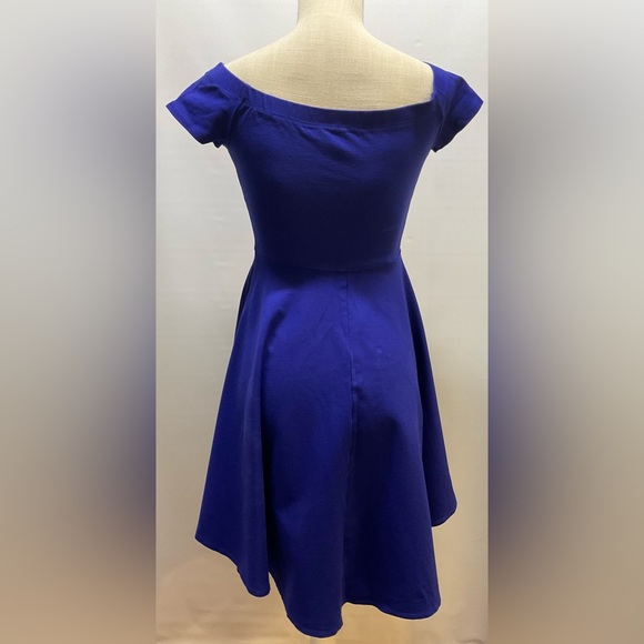 Windsor Womens Off The Shoulder Short Sleeve High Low Cocktail Skater Dress - Picture 6 of 11